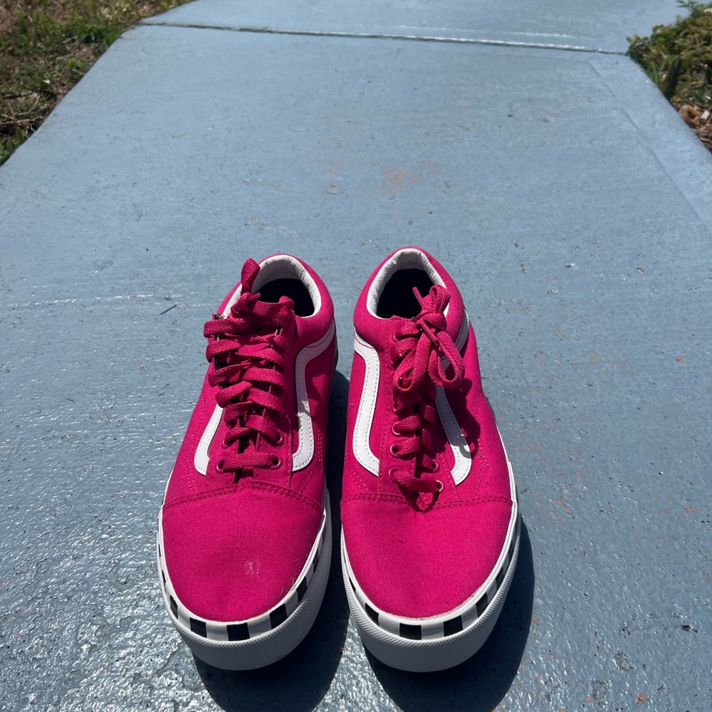 Vans Pink and White Women's Sneakers